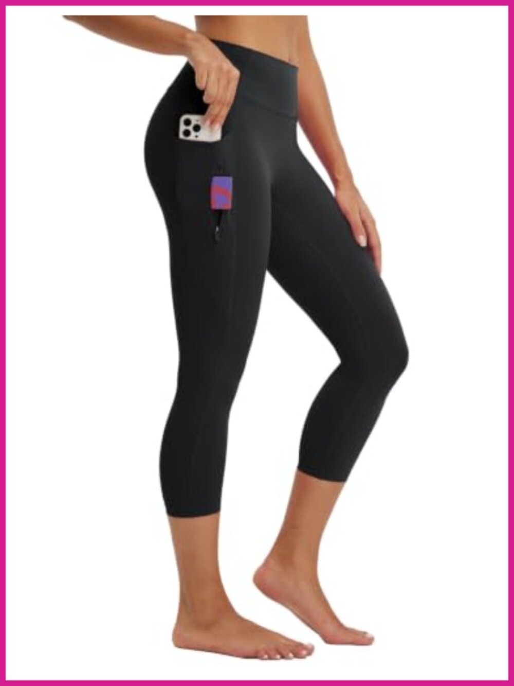 High Waisted Capri Leggings Tummy Control 3 Pockets Yoga Pants